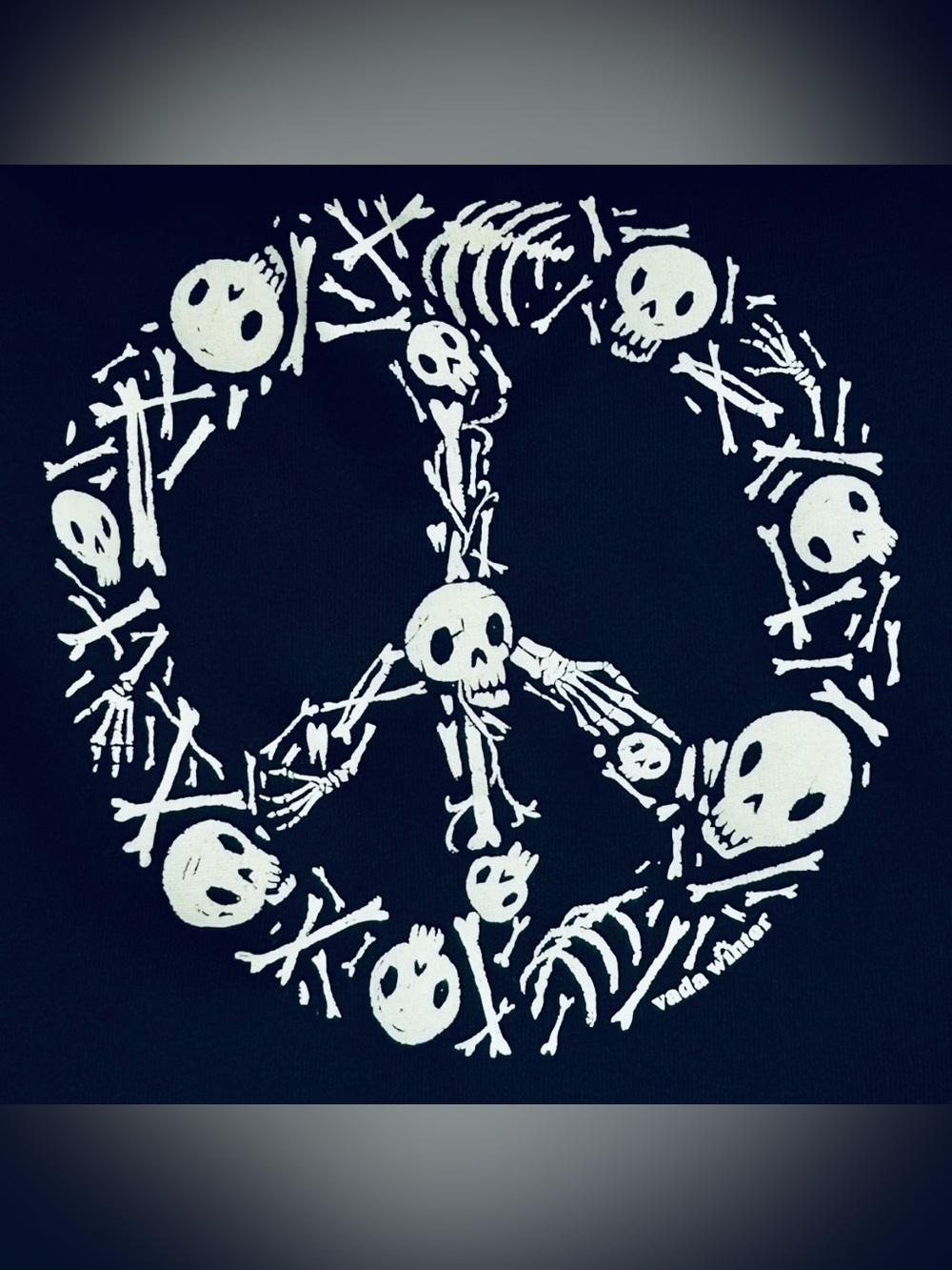 Vada Winter Skeleton Peace Sign Graphic cropped top pull hoodie